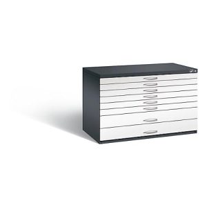 Planschrank aus Stahl, für Formate bis DIN A1, 8 Schubladen Planschrank aus Stahl, für Formate bis DIN A1, 8 Schubladen