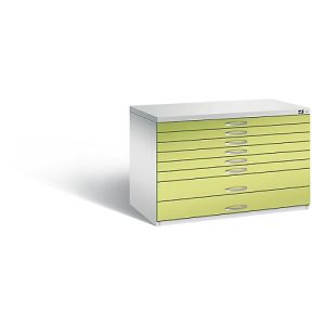 Planschrank aus Stahl, für Formate bis DIN A1, 8 Schubladen Planschrank aus Stahl, für Formate bis DIN A1, 8 Schubladen