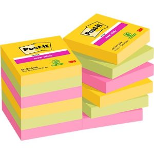 POST-IT Haftnotizen Super Sticky Notes Carnival 622-6SS-CARN, 48 x 48 mm, wiederablösbar, cellophanfrei verpackt, farbig, 12 x 90 Blatt POST-IT Haftnotizen Super Sticky Notes Carnival 622-6SS-CARN, 48 x 48 mm, wiederablösbar, cellophanfrei verpackt, farbig, 12 x 90 Blatt