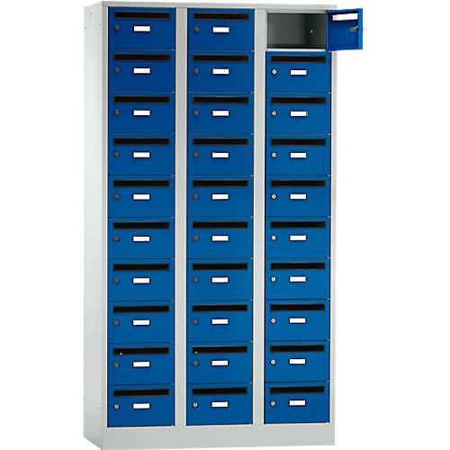Postverteilerschrank, mit Einwurfschlitz, 3 Abteile, Sicherheitszylinderschloss, enzianblau