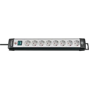 Premium-Line Steckdosenleisten, 8-fach, schwarz/lichtgrau Premium-Line Steckdosenleisten, 8-fach, schwarz/lichtgrau