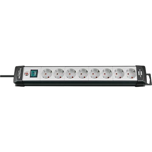 Premium-Line Steckdosenleisten, 8-fach, schwarz/lichtgrau