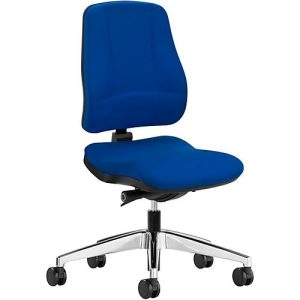Prosedia Bürostuhl LEANOS V KOMFORT, Synchronmechanik, ohne Armlehnen, Lordosenstütze, Knierolle, blau/alupoliert Prosedia Bürostuhl LEANOS V KOMFORT, Synchronmechanik, ohne Armlehnen, Lordosenstütze, Knierolle, blau/alupoliert