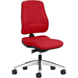 Prosedia Bürostuhl LEANOS V KOMFORT, Synchronmechanik, ohne Armlehnen, Lordosenstütze, Knierolle, rot/alupoliert Prosedia Bürostuhl LEANOS V KOMFORT, Synchronmechanik, ohne Armlehnen, Lordosenstütze, Knierolle, rot/alupoliert