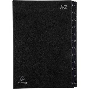 Pultordner Exacompta 57024E, Format A4, 24 Fächer, Taben A-Z, B 250 x H 330 mm, Blauer Engel, Recycling-Karton, schwarz Pultordner Exacompta 57024E, Format A4, 24 Fächer, Taben A-Z, B 250 x H 330 mm, Blauer Engel, Recycling-Karton, schwarz