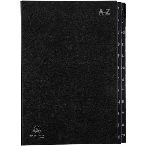 Pultordner Exacompta 57024E, Format A4, 24 Fächer, Taben A-Z, B 250 x H 330 mm, Blauer Engel, Recycling-Karton, schwarz