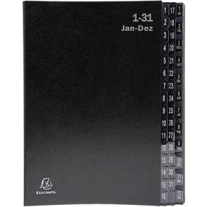 Pultordner Exacompta 57044E, Format A4, 44 Fächer, Taben 1-12/1-31/Jan-Dez, B 250 x H 330 mm, Blauer Engel, Recycling-Karton, schwarz Pultordner Exacompta 57044E, Format A4, 44 Fächer, Taben 1-12/1-31/Jan-Dez, B 250 x H 330 mm, Blauer Engel, Recycling-Karton, schwarz