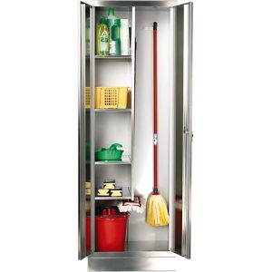 Putzmittelschrank aus Edelstahl, 800 mm breit Putzmittelschrank aus Edelstahl, 800 mm breit