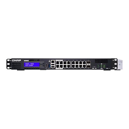 QNAP QGD-1600P - Switch - Smart - 4 x 10/100/1000 (PoE++) + 10 x 10/100/1000 (PoE+) + 2 x Kombinations-Gigabit-SFP (PoE+) - an Rack montierbar - PoE++ (370 W)