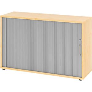 Querrollladenschrank Breno, 2 OH, abschließbar, stapelbar, B 1200 x T 400 x H 748 mm, Spanplatte, Ahorn