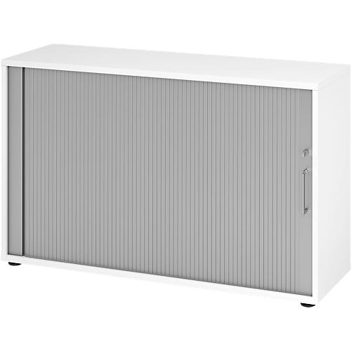 Querrollladenschrank Breno, 2 OH, abschließbar, stapelbar, B 1200 x T 400 x H 748 mm, Spanplatte, weiß