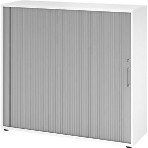 Querrollladenschrank Breno, 3 OH, abschließbar, stapelbar, B 1200 x T 400 x H 1100 mm, Spanplatte, weiß Querrollladenschrank Breno, 3 OH, abschließbar, stapelbar, B 1200 x T 400 x H 1100 mm, Spanplatte, weiß