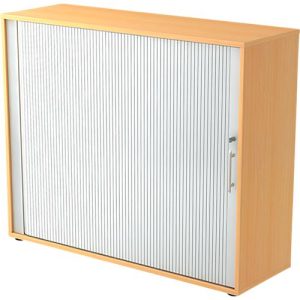 Querrollladenschrank ULM, 3 OH, Rollläden alusilber, B 1200 x T 400 x H 1100 mm, Buche-Dekor Querrollladenschrank ULM, 3 OH, Rollläden alusilber, B 1200 x T 400 x H 1100 mm, Buche-Dekor