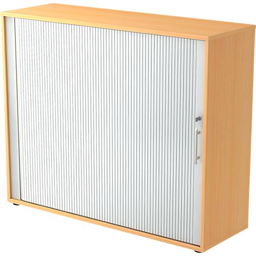 Querrollladenschrank ULM, 3 OH, Rollläden alusilber, B 1200 x T 400 x H 1100 mm, Buche-Dekor