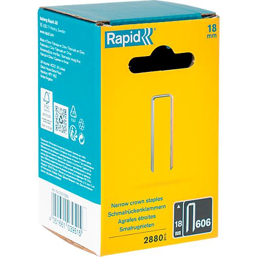 Rapid Schmalrückenklammern Typ 606, 18 mm Schenkellänge, Präzisionsschnitt, galvanisiert, 2880 Stück
