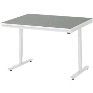 Rau Arbeitstisch Adlatus, elektrisch höhenverstellbar, 25 mm Spanplatte, Linoleumbelag, 150 kg, B 1250 x T 1000 x H 720-1120 mm, hellgrau/lichtgrau Rau Arbeitstisch Adlatus, elektrisch höhenverstellbar, 25 mm Spanplatte, Linoleumbelag, 150 kg, B 1250 x T 1000 x H 720-1120 mm, hellgrau/lichtgrau