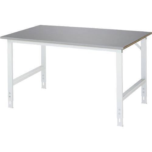 Rau Arbeitstisch Tom, manuell höhenverstellbar, 25 mm MDF-Platte mit Edelstahlbelag, bis 500 kg, B 1500 x T 1000 x H 760-1080 mm, silber/lichtgrau