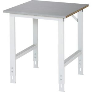 Rau Arbeitstisch Tom, manuell höhenverstellbar, 25 mm MDF-Platte mit Edelstahlbelag, bis 500 kg, B 750 x T 800 x H 760-1080 mm, silber/lichtgrau Rau Arbeitstisch Tom, manuell höhenverstellbar, 25 mm MDF-Platte mit Edelstahlbelag, bis 500 kg, B 750 x T 800 x H 760-1080 mm, silber/lichtgrau