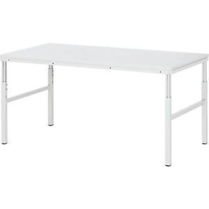 Rau ESD-Basistisch Serie E, manuell höhenverstellbar, 28 mm Spanplatte mit Melaminbelag, bis 450 kg, B 1500 x T 900 x H 650-1000 mm, lichtgrau Rau ESD-Basistisch Serie E, manuell höhenverstellbar, 28 mm Spanplatte mit Melaminbelag, bis 450 kg, B 1500 x T 900 x H 650-1000 mm, lichtgrau