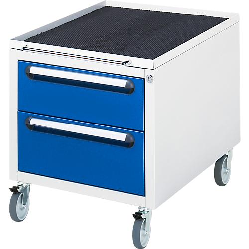 Rau Roll-Container für höhenverstellbare Arbeitstische Jerry, Tom, Serie E, Adlatus, 2 Schubladen, B 480 x T 600 x H 540 mm, lichtgrau/enzianblau