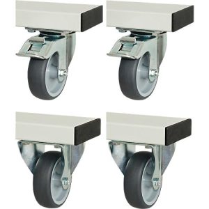 Rau Rollensatz für höhenverstellbare Arbeitstische Adlatus 300/600, 2 Bock- und Lenkrollen mit Feststeller, Ø 100 mm, H 125 mm, TPR, grau Rau Rollensatz für höhenverstellbare Arbeitstische Adlatus 300/600, 2 Bock- und Lenkrollen mit Feststeller, Ø 100 mm, H 125 mm, TPR, grau