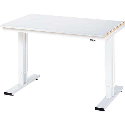 Rau Werktisch Adlatus, elektrisch höhenverstellbar, 25 mm Spanplatte, Linoleumbelag, bis 300 kg, B 750 x T 1000 x H 720-1120 mm, hellgrau/lichtgrau