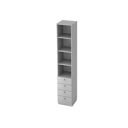 Regal mit 4 Schubladen, B 400 x T 420 x H 2200 mm, lichtgrau