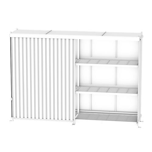 Regalcontainer BAUER CEN 65-3 IBC, Stahl, Schiebetor, B 7200 x T 1600 x H 4965 mm, grau