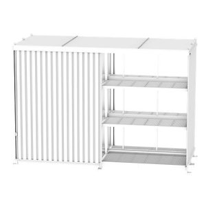 Regalcontainer BAUER CEN 75-3b, Stahl, Schiebetor, B 7800 x T 2900 x H 4550 mm, weiß Regalcontainer BAUER CEN 75-3b, Stahl, Schiebetor, B 7800 x T 2900 x H 4550 mm, weiß