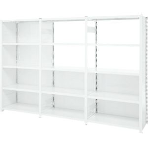 Regalkombination ORDO Professional, 1 Grundregal + 2 Anbauregale, 15 Böden, modular, Fachlast 130 kg, Feldlast 1000 kg, B 2330 x T 835 x H 2500 mm, verkehrsweiß Regalkombination ORDO Professional, 1 Grundregal + 2 Anbauregale, 15 Böden, modular, Fachlast 130 kg, Feldlast 1000 kg, B 2330 x T 835 x H 2500 mm, verkehrsweiß