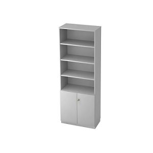 Regalschrank 6 OH, 2 OH geschlossen, B 800 x T 420 mm, lichtgrau Regalschrank 6 OH, 2 OH geschlossen, B 800 x T 420 mm, lichtgrau
