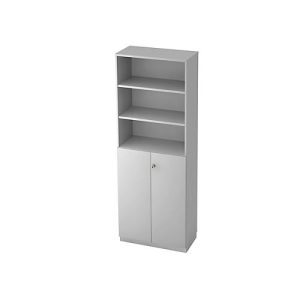 Regalschrank 6 OH, 3 OH geschlossen, B 800 x T 420 mm, lichtgrau Regalschrank 6 OH, 3 OH geschlossen, B 800 x T 420 mm, lichtgrau
