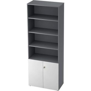 Regalschrank TOPAS LINE, 4 OH Regal/2 OH Türen, graphit/weiß Regalschrank TOPAS LINE, 4 OH Regal/2 OH Türen, graphit/weiß