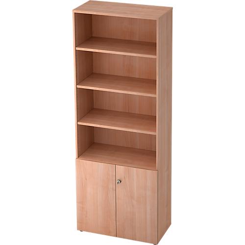 Regalschrank TOPAS LINE, 4 OH Regal/2 OH Türen, Nussbaum/Nussbaum