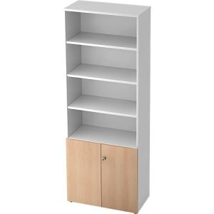 Regalschrank TOPAS LINE, 4 OH Regal/2 OH Türen, weiß/Eiche Regalschrank TOPAS LINE, 4 OH Regal/2 OH Türen, weiß/Eiche