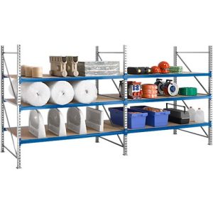 Regalsystem WR 600, Grundfeld, Traverse verzinkt, mit 2 Ebenen, 2200 x 2200 x 800 mm