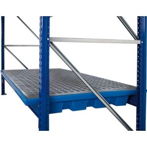 Regalwanne, Polyethylen, einhängbar, unterfahrbar, m. verzinktem Gitterrost, B 2680 x T 1300 x H 190 mm Regalwanne, Polyethylen, einhängbar, unterfahrbar, m. verzinktem Gitterrost, B 2680 x T 1300 x H 190 mm