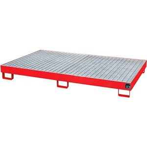 Regalwanne Typ RW/GR 2200-1, mit Gitterrost, rot RAL3000 Regalwanne Typ RW/GR 2200-1, mit Gitterrost, rot RAL3000
