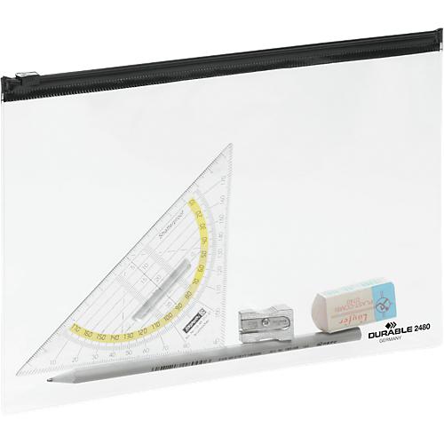 Reißverschlusstasche Zip Bag, transparent mit schwarzem Zipper, A5, 5 St.