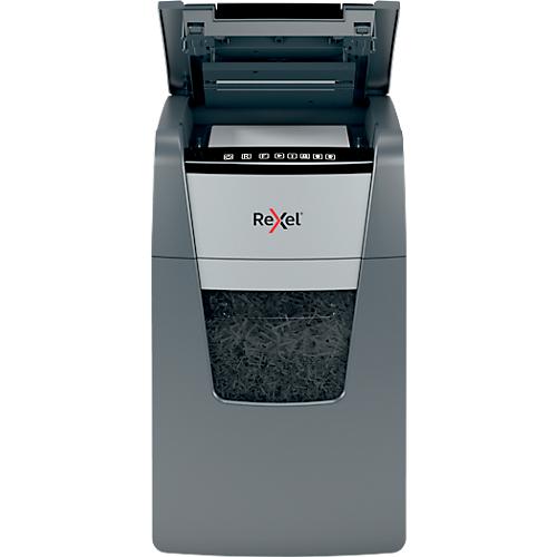 Rexel Optimum AutoFeed+ 150M Aktenvernichter P5, Vollautomatik, Mikroschnitt 2 x 15 mm, 44 l, 150 Blatt Schnittleistung, schwarz
