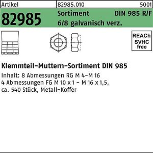 REYHER Klemmteil-Muttern-Sortiment DIN 985, 540-teilig, Stahl galvanisch verzinkt REYHER Klemmteil-Muttern-Sortiment DIN 985, 540-teilig, Stahl galvanisch verzinkt