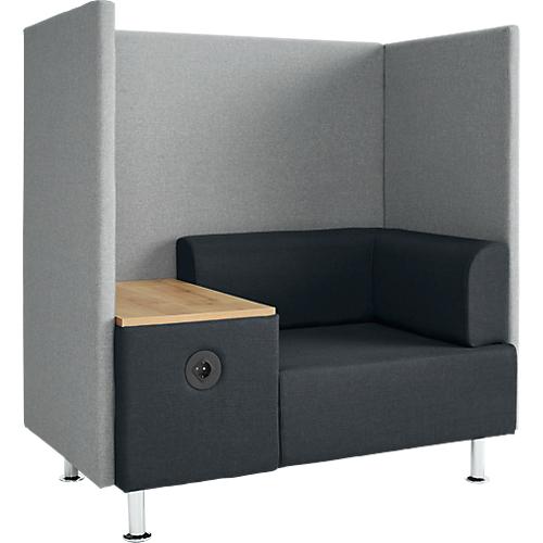 Rocada Besprechungsecke BE SOFT, Einsitzer, mit Tisch und Akustik-Panel, schwarz-grau