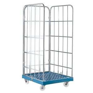 Rollbox, 3-seitig, Kunststoffbodenplatte, 724 x 815 x 1850 mm, blau (RAL 5012) Rollbox, 3-seitig, Kunststoffbodenplatte, 724 x 815 x 1850 mm, blau (RAL 5012)