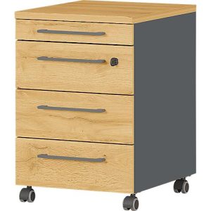 Rollcontainer Agenda Home, 3 Schubladen, Utensilienauszug, B 420 x T 490 x H 610 mm, Graphit/Eiche Rollcontainer Agenda Home, 3 Schubladen, Utensilienauszug, B 420 x T 490 x H 610 mm, Graphit/Eiche