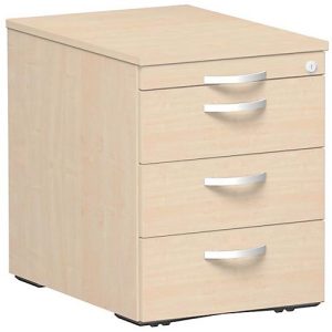 Rollcontainer ALICANTE, 3 Schübe & 1 Utensilienauszug, B 430 x T 600 x H 566 mm, Ahorn-Dekor Rollcontainer ALICANTE, 3 Schübe & 1 Utensilienauszug, B 430 x T 600 x H 566 mm, Ahorn-Dekor