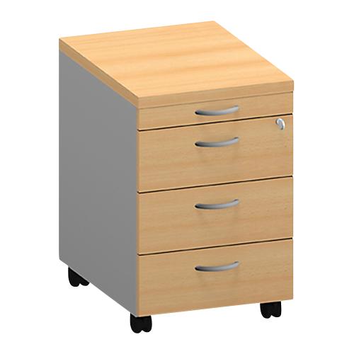 Rollcontainer ARLON-OFFICE, B 420 x T 560 x H 585 mm, Buche-Dekor