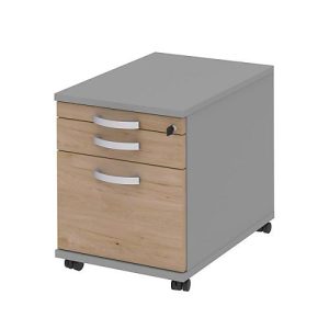 Rollcontainer BARI, HR-Auszug, Materialauszug, 1 Schubkasten, B 432 x T 577 x H 538 mm, Eiche-Dekor/mittelgrau Rollcontainer BARI, HR-Auszug, Materialauszug, 1 Schubkasten, B 432 x T 577 x H 538 mm, Eiche-Dekor/mittelgrau