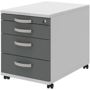 Rollcontainer BARI, Materialauszug, 3 Schubkästen, abschließbar, B 432 x T 577 x H 538 mm, hellgrau/anthrazit Rollcontainer BARI, Materialauszug, 3 Schubkästen, abschließbar, B 432 x T 577 x H 538 mm, hellgrau/anthrazit