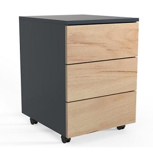 Rollcontainer Dalosa, 3 grifflose Schübe, B 390 x T 450 x H 550 mm, Holz, anthrazit/Honig-Eiche Rollcontainer Dalosa, 3 grifflose Schübe, B 390 x T 450 x H 550 mm, Holz, anthrazit/Honig-Eiche