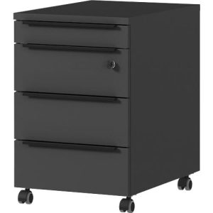 Rollcontainer Porto, 4 Schubladen inkl. Utensilienfach und 1 abschließbaren Schublade, B 420 x T 600 x H 630 mm, graphit Rollcontainer Porto, 4 Schubladen inkl. Utensilienfach und 1 abschließbaren Schublade, B 420 x T 600 x H 630 mm, graphit